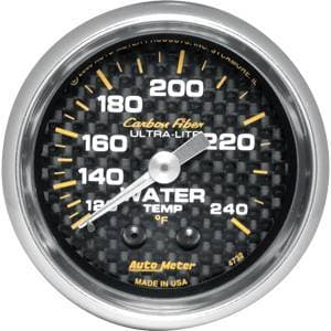 Auto Meter Carbon Fiber Series, Water Temperature 120 - 240 deg. F, (Mechanical)