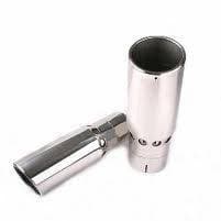 Diamond Eye Exhaust Tip, 5" - 6" x 16" Angle, T-304 Stainless, Vented, Rolled Edge