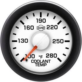 Isspro EV2 Series White Face/Red Pointer/Green Lighting, Coolant Temp Gauge (100-280*)
