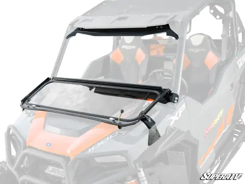 SuperATV Flip-Down Glass Windshield for Polaris (2016-26) General (w/ Driver and Passenger Side Wipers)