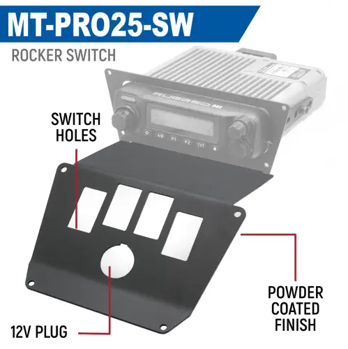 Rugged Radios Radio Mount Lower Accessory Panel for Polaris (2025) RZR Pro XP, Pro R, Pro S (Rocker Switch)