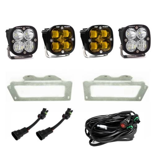 Baja Designs Squadron SAE Fog Pocket Light Kit for Dodge/RAM (2009-10) 1500 / RAM (2011-12) 1500 / (2010-18) 2500/3500, SAE Fog Light Pattern, Baja Amber Lens