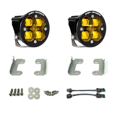 Baja Designs Squadron-R SAE Fog Pocket Light Kit for Jeep (2010-18) Wrangler JK w/ Standard OE Bumper, SAE Fog Light Pattern, Baja Amber Lens