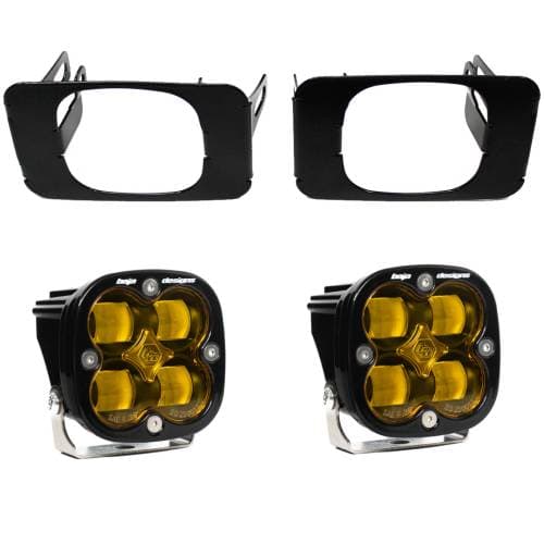 Baja Designs Squadron SAE Fog Pocket Light Kit for Ford (2015-20) F-150 / (2017-22) F-250/350 Super Duty, SAE Fog Light Pattern, Baja Amber Lens