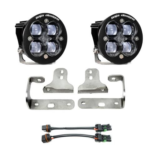 Baja Designs Squadron-R SAE Fog Pocket Light Kit for Jeep (2020-25) Gladiator / (2018-25) Wrangler JL w/ OE Sport Bumper, SAE Fog Light Pattern, Clear Lens