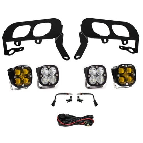 Baja Designs Squadron Sport/SAE Dual Fog Pocket Light Kit for Chevrolet (2014-15) Silverado 1500, SAE Fog Light Pattern, Baja Amber Lens