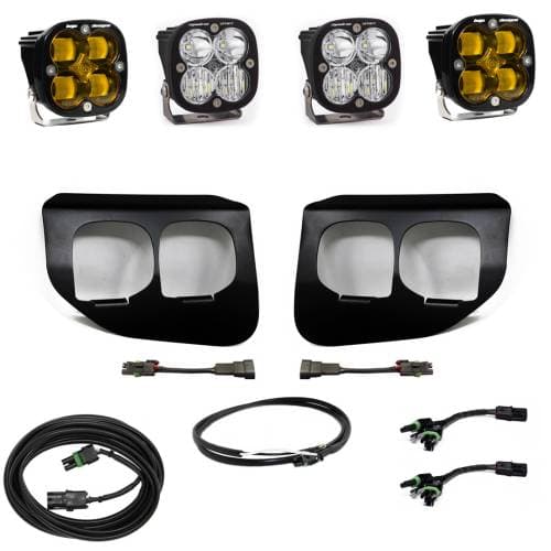 Baja Designs Squadron SAE/Sport Fog Pocket Light Kit for Ford (2020-22) F-250/350 Super Duty, SAE Fog Light Pattern, Baja Amber Lens, Upfitter Wiring