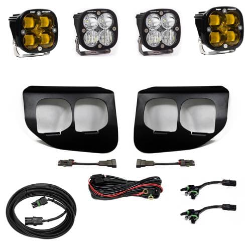 Baja Designs Squadron SAE/Sport Fog Pocket Light Kit for Ford (2020-22) F-250/350 Super Duty, SAE Fog Light Pattern, Baja Amber Lens, Toggle Wiring