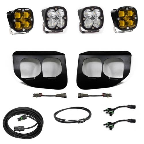 Baja Designs Squadron SAE/Pro Fog Pocket Light Kit for Ford (2020-22) F-250/350 Super Duty, SAE Fog Light Pattern, Baja Amber Lens, Upfitter Wiring