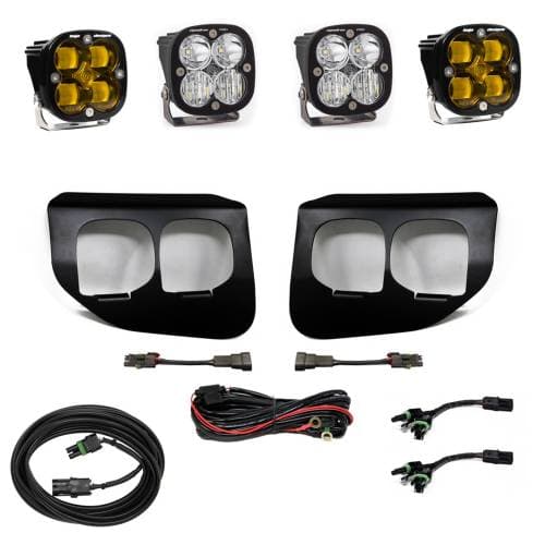 Baja Designs Squadron SAE/Pro Fog Pocket Light Kit for Ford (2020-22) F-250/350 Super Duty, SAE Fog Light Pattern, Baja Amber Lens, Toggle Wiring