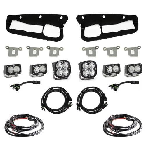 Baja Designs Squadron Pro/Dual S2 Sport Steel Bumper Fog Pocket Light Kit for Ford (2021-25) Bronco / (2022-25) Bronco Raptor w/ OE Steel Bumper, Multi-Pattern Light Pattern, Clear Lens, Toggle Wiring