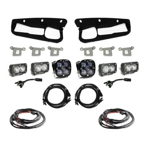 Baja Designs Squadron SAE/Dual S2 Sport Steel Bumper Fog Pocket Light Kit for Ford (2021-25) Bronco / (2022-25) Bronco Raptor w/ OE Steel Bumper, SAE Fog Light Pattern, Clear Lens, Toggle Wiring