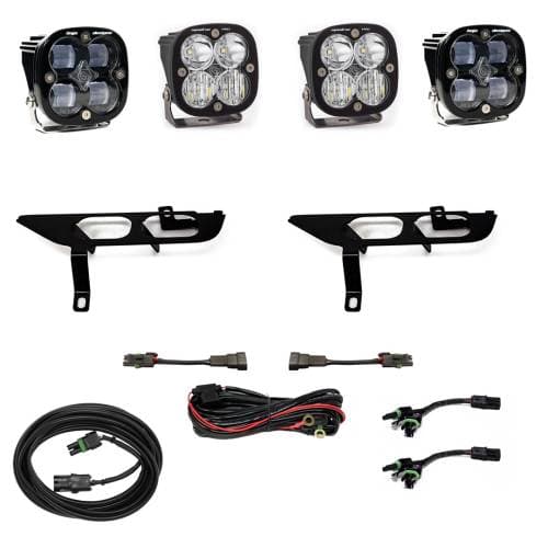 Baja Designs Squadron SAE/Sport Fog Pocket Light Kit for Ford (2021-23) F-150 w/o Daytime Running Lights (DRL), SAE Fog Light Pattern, Clear Lens, Toggle Wiring
