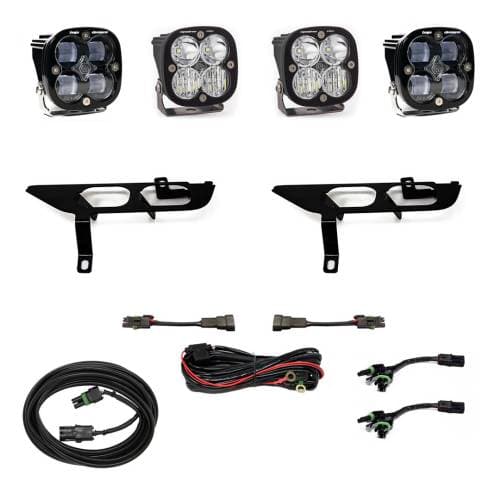 Baja Designs Squadron SAE/Pro Fog Pocket Light Kit for Ford (2021-23) F-150 w/o Daytime Running Lights (DRL), SAE Fog Pattern, Clear Lens, Toggle Wiring