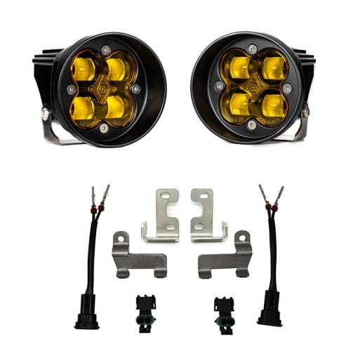Baja Designs Squadron-R SAE Fog Pocket Light Kit for Toyota (2010-24) 4Runner / (2012-23) Tacoma / (2014-21) Tundra, SAE Fog Light Pattern, Baja Amber Lens