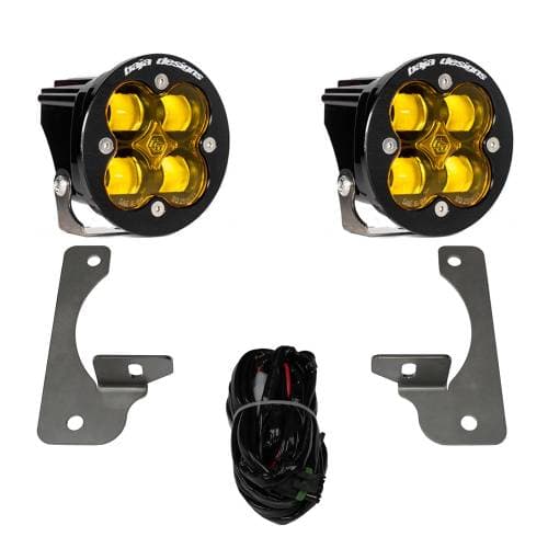 Baja Designs Squadron R SAE Fog Pocket Light Kit for Jeep (2010-18) Wrangler JK; w/ Premium OE Bumper (SAE Fog Light Pattern, Baja Amber Lens)
