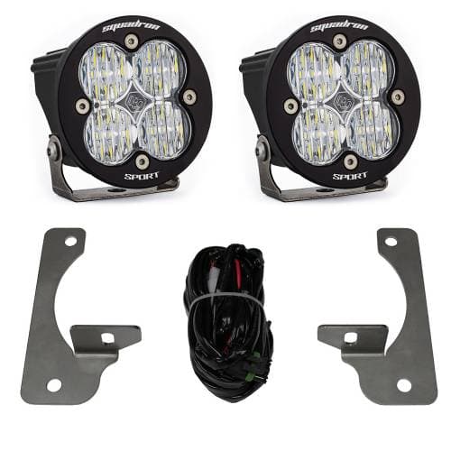 Baja Designs Squadron-R Sport Fog Pocket Light Kit for Jeep (2007-09) Wrangler JK w/ Premium OE Bumper, Wide Cornering Light Pattern, Clear Lens