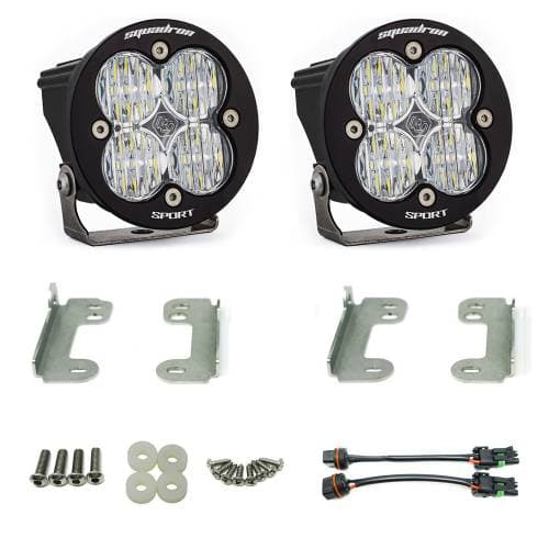 Baja Designs Squadron-R Sport Fog Pocket Light Kit for Jeep (2007-09) Wrangler JK w/ Standard OE Bumper, Wide Cornering Light Pattern, Clear Lens