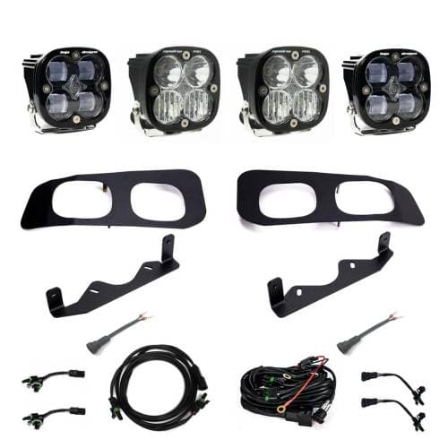 Baja Designs Squadron SAE/Squadron Pro Dual Fog Pocket Light Kit for Ford (2023-25) F-250/350 Super Duty, SAE Fog Light Pattern, Clear Lens, Toggle Wiring