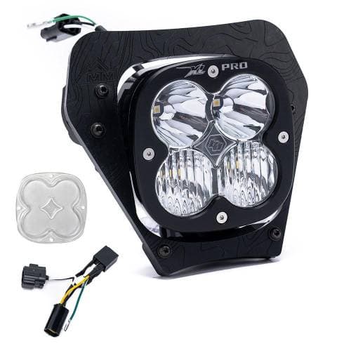 Baja Designs XL Pro (D/C) Headlight Kit /w Hi-Low Harness for KTM (2024-25) 350 EXC-F;500 EXC-F, Driving/Combo Light Pattern, Clear Lens