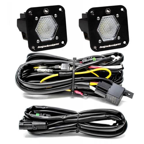 Baja Designs S1 Flush Mount LED Light Pod Reverse Kit, Black, Pair, Work/Scene Light Pattern, Clear Lens - Universal