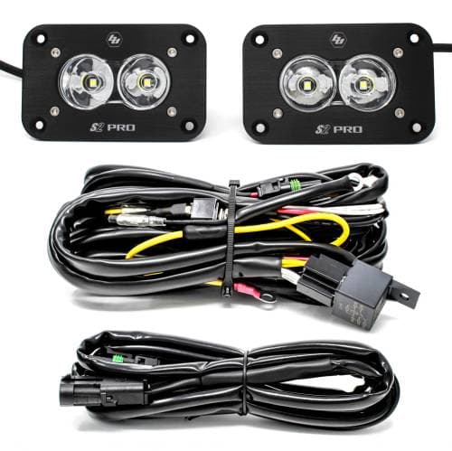 Baja Designs S2 Pro Black Flush Mount LED Light Pod Reverse Kit - Universal, Work/Scene Light Pattern, Clear Lens