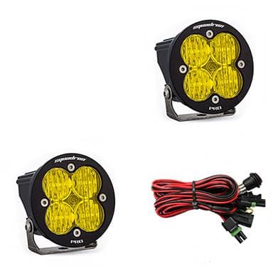 Baja Designs Squadron-R Pro Black LED Auxiliary Light Pod Pair - Universal, Wide Cornering Light Pattern, Baja Amber Lens