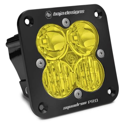 Baja Designs Squadron Pro Black Flush Mount LED Auxiliary Light Pod - Universal, Driving/Combo Light Pattern, Baja Amber Lens