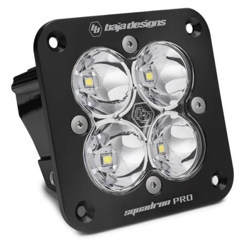 Baja Designs Squadron Pro Black Flush Mount LED Auxiliary Light Pod - Universal, Work/Scene Cornering Light Pattern, Clear Lens