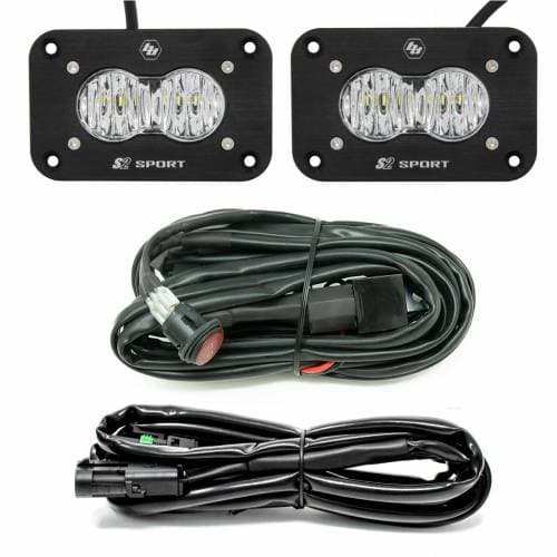 Baja Designs S2 Sport Black Flush Mount LED Light Pod Reverse Kit - Universal (Wide Cornering, Clear Lens)