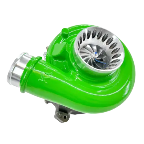 KC Turbos Jetfire Turbo for Ford (2003) 6.0L Power Stroke, (11 Blade (Quiet Whistle), Stage 1, Bright Green)