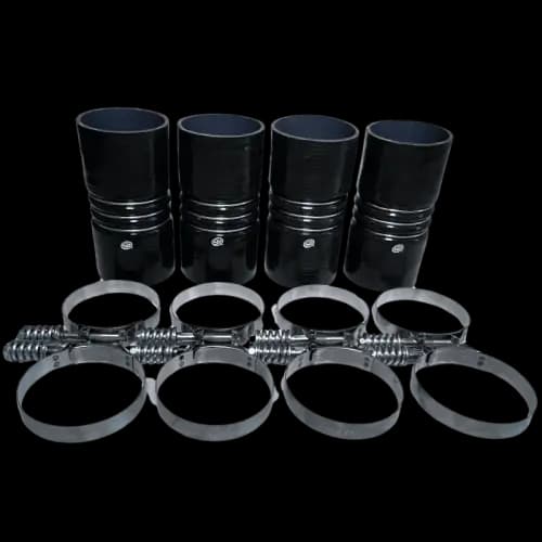 S&B  4" x 8" Intercooler Boot w/ Clamps for most Freightliner, Peterbilt and Kenworth (Set of 4)