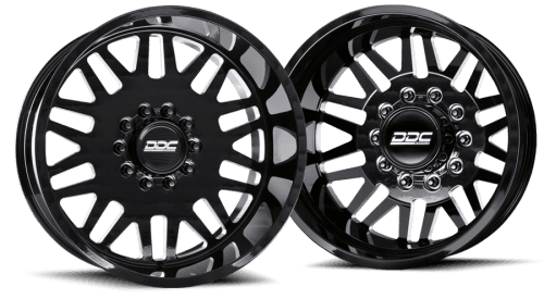 DDC Dually Wheels Aftermath Black/Mill 22x8.25 8x200 SS Fronts 19-25 Dodge Ram 3500