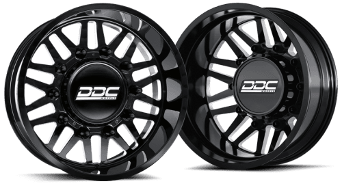 DDC Dually Wheels Aftermath Black/Mill 22x8.25 8x165 SS Fronts For 94-18 Dodge Ram 3500 92-10 Silverado/Sierra 3500 87-97 Ford F-350